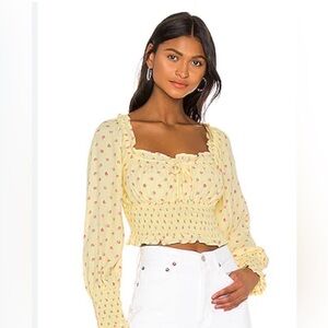 Faithfull the Brand Ella Top in Yellow Smocked Size 4